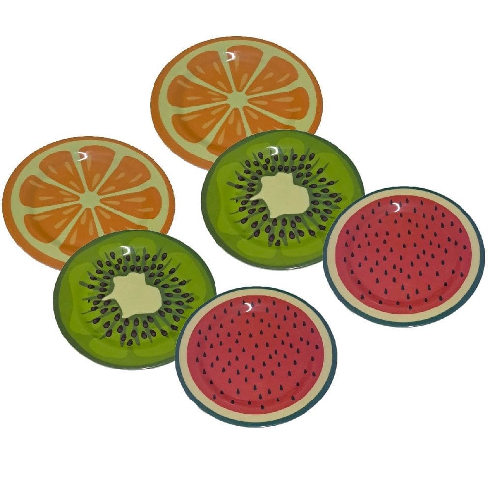 Conjunto 6 Pratos Rasos Em Melamina Para Sobremesa Fruta 20cm