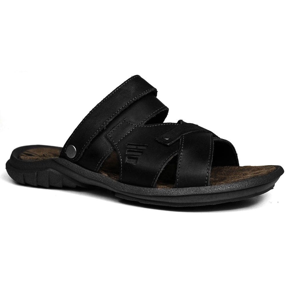Sandália Papete Masculina De Couro Preto - DCB2200LTPTO