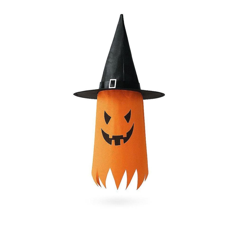 Chapéu De Bruxa Fantasma Laranja Decoração Halloween Com Led