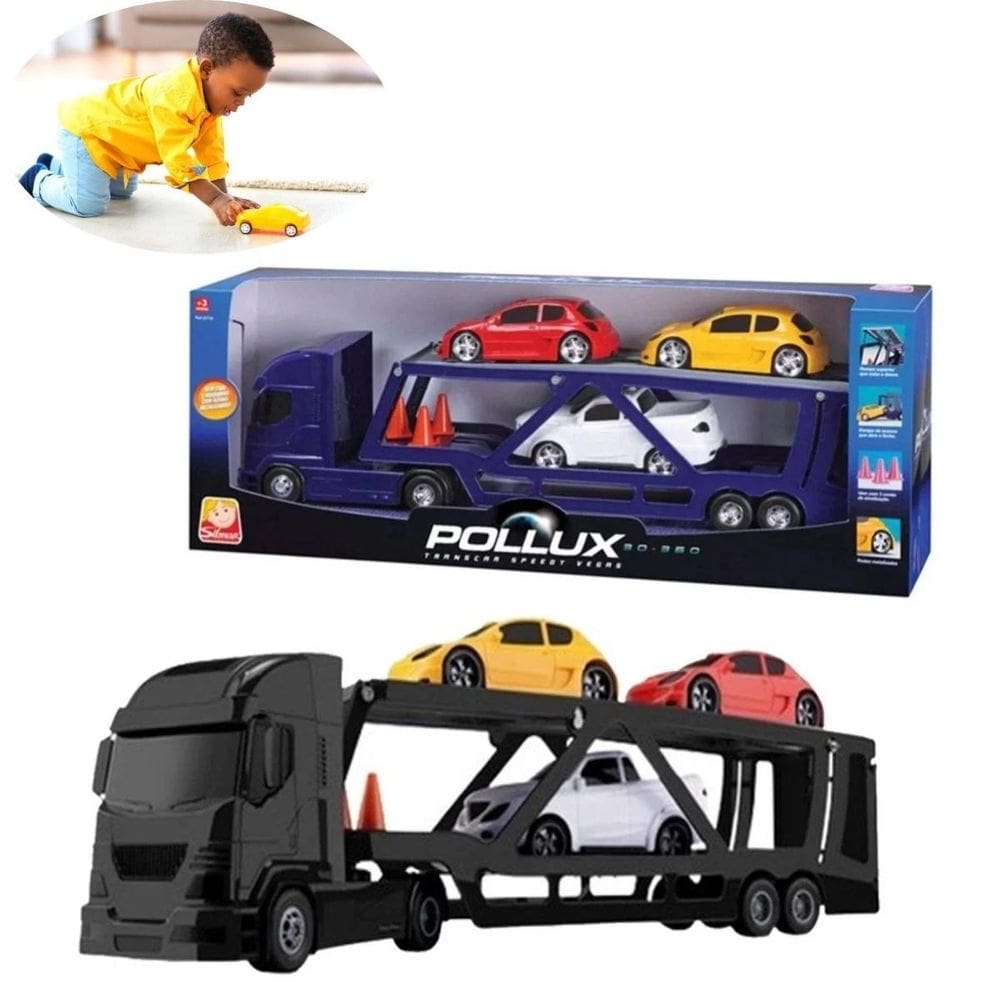 Brinquedo Infantil Kit Caminhão Cegonha E 3 Carros