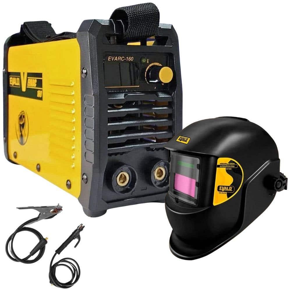 Máquina Solda Inversora MMA/TIG 160A 220V EVARC-160 com Máscara Automática EVF1020 EVALD