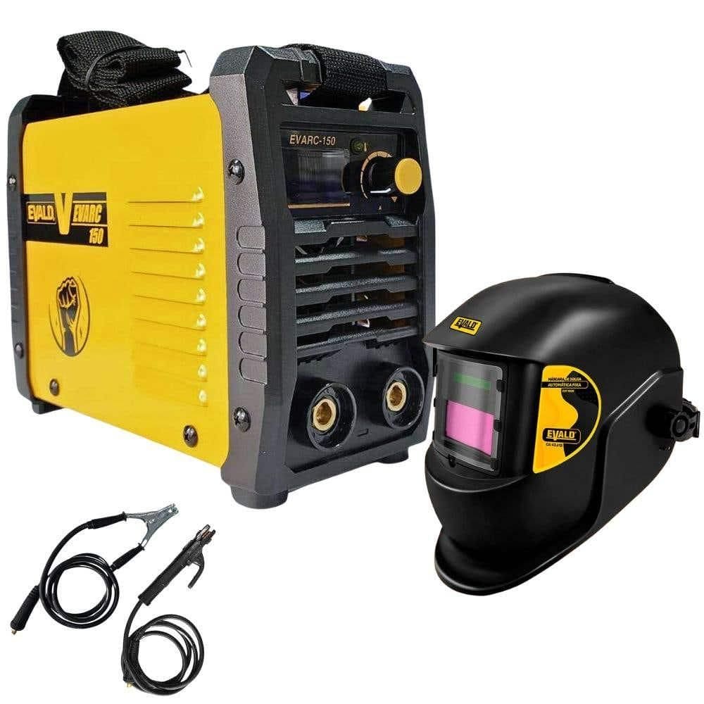 Máquina Solda Inversora MMA/TIG 120A 220V EVARC-150 com Máscara Automática EVF1020 EVALD