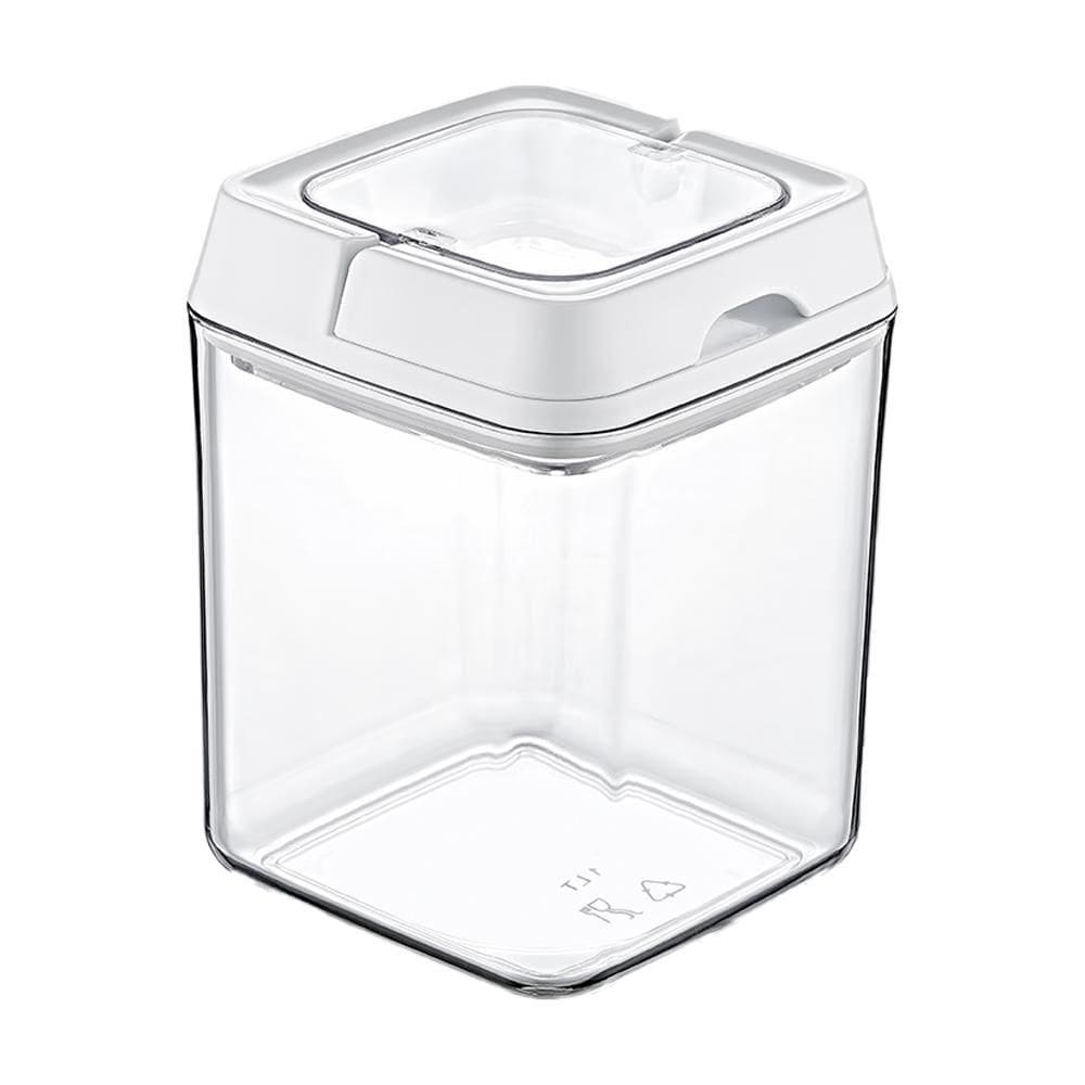 Pote De Acrílico Hermético Quadrado Com Tampa 1 Litro Branco