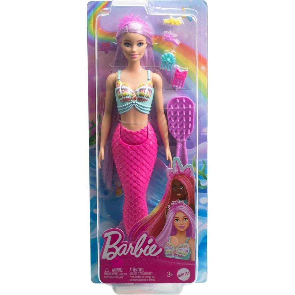 Barbie Sereia Cabelo Lilás Cauda Rosa Escova E Aces. Hrr00