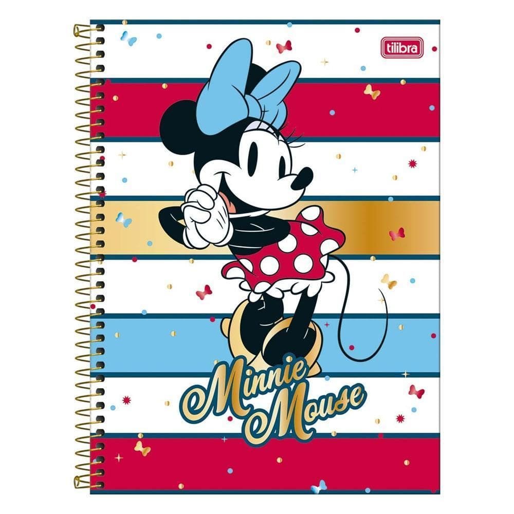 Caderno Univ 10 Matérias 160Fls Minnie Mouse Listras Tilibra