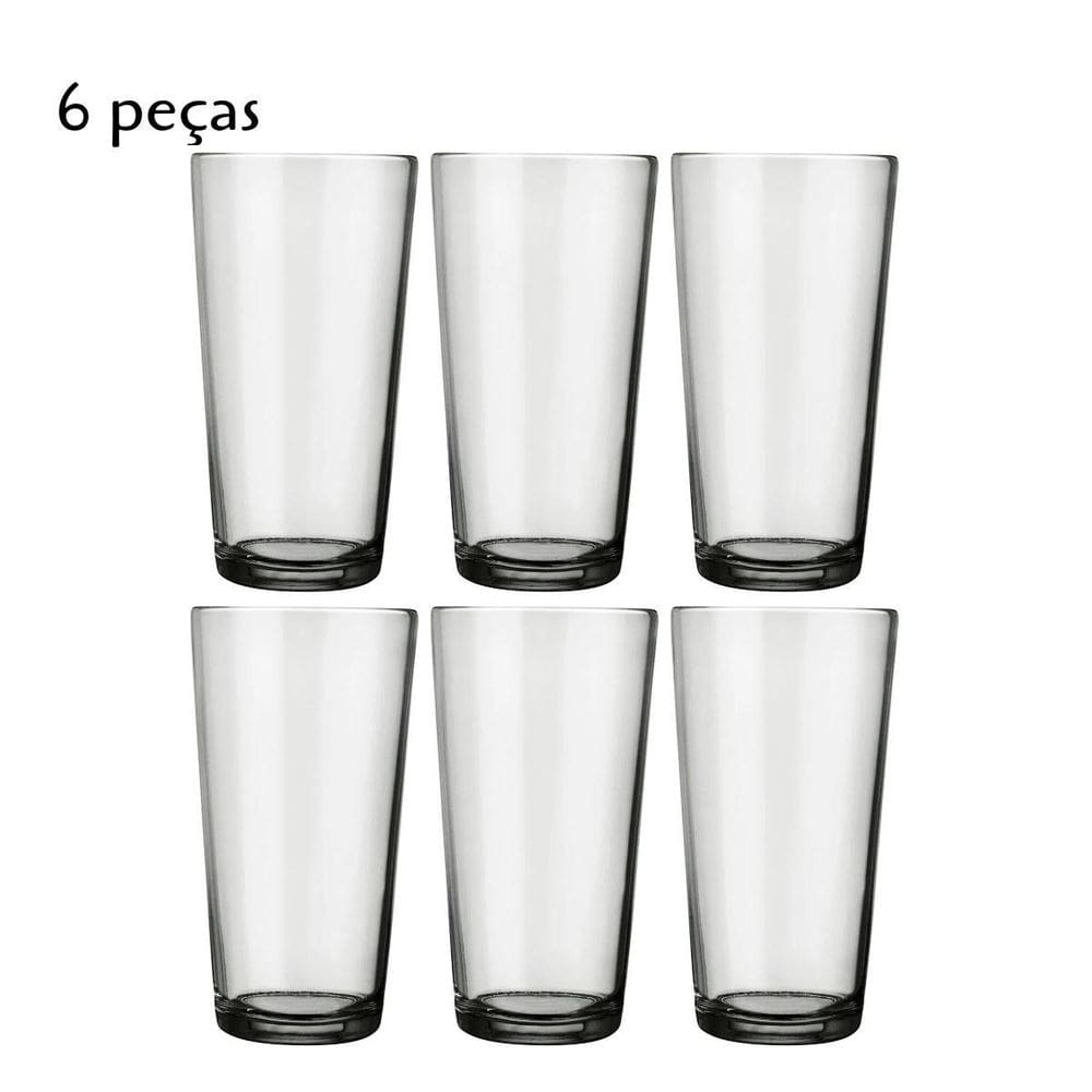 Jogo De Copos Em Vidro Long Drink 6 Peças 264Ml Transparente