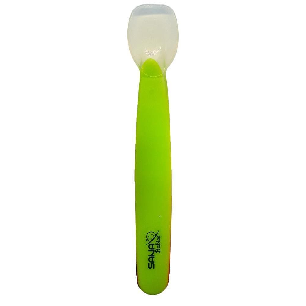 Colher Infantil 100% Silicone Sana Babies Verde