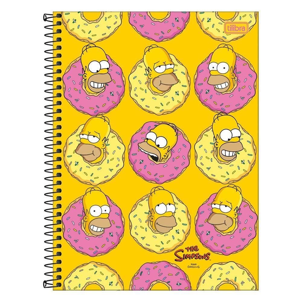 Caderno Univ 10 Matérias 160Fls Simpsons Donuts Tilibra