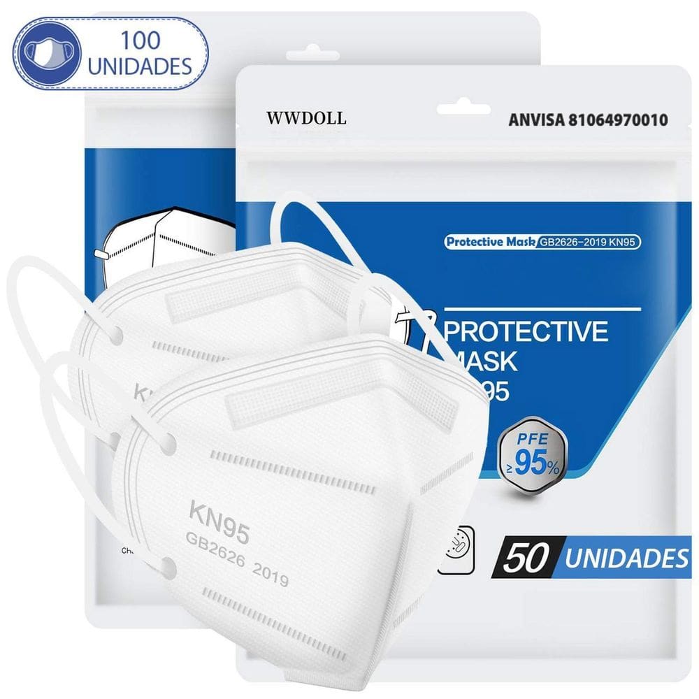 100 Máscaras Respiratórias Kn95 Branca Wwdoll Código Anvisa