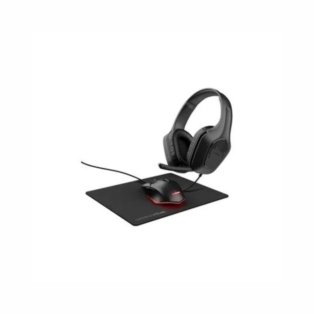 Kit Gamer Trust GXT790 TRIDOX, Headset, Mouse com Iluminação LED 6400 DPI, Mouse Pad, Preto