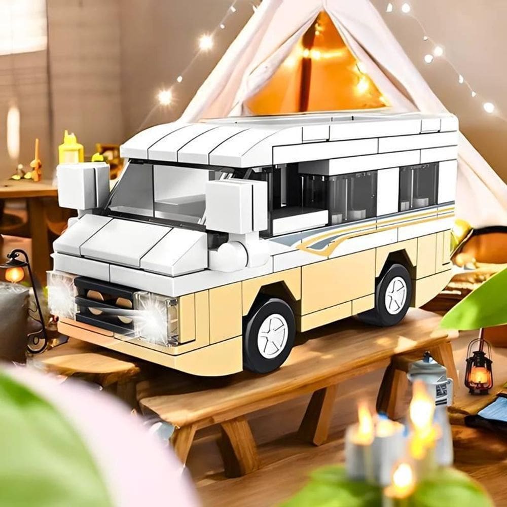 Brinquedo Infantil Blocos De Montar Trailer Camping 92 Peças