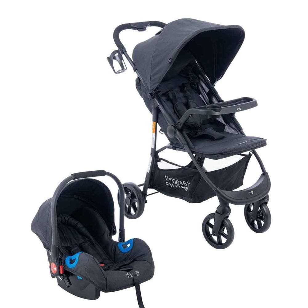 Carrinho De Bebê E Bebê Conforto Startravel Maxi Baby Preto