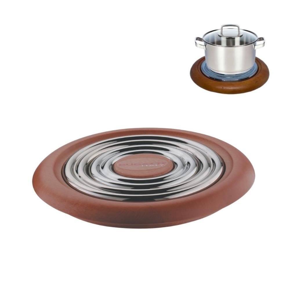 Conjunto 3 Apoios de Panela Cromado Madeira Fratelli Bugatti