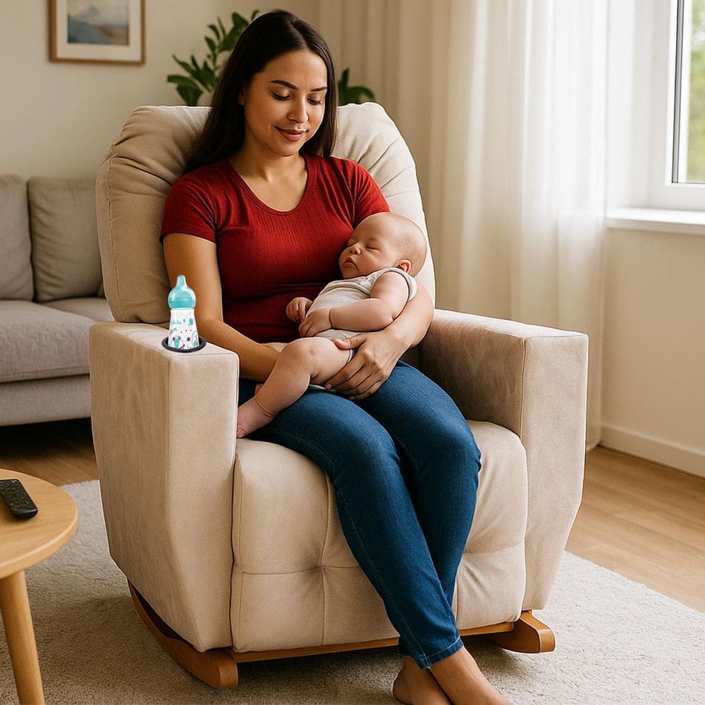 Poltrona de Amamentação Balanço Antonella Puff BegeClaro