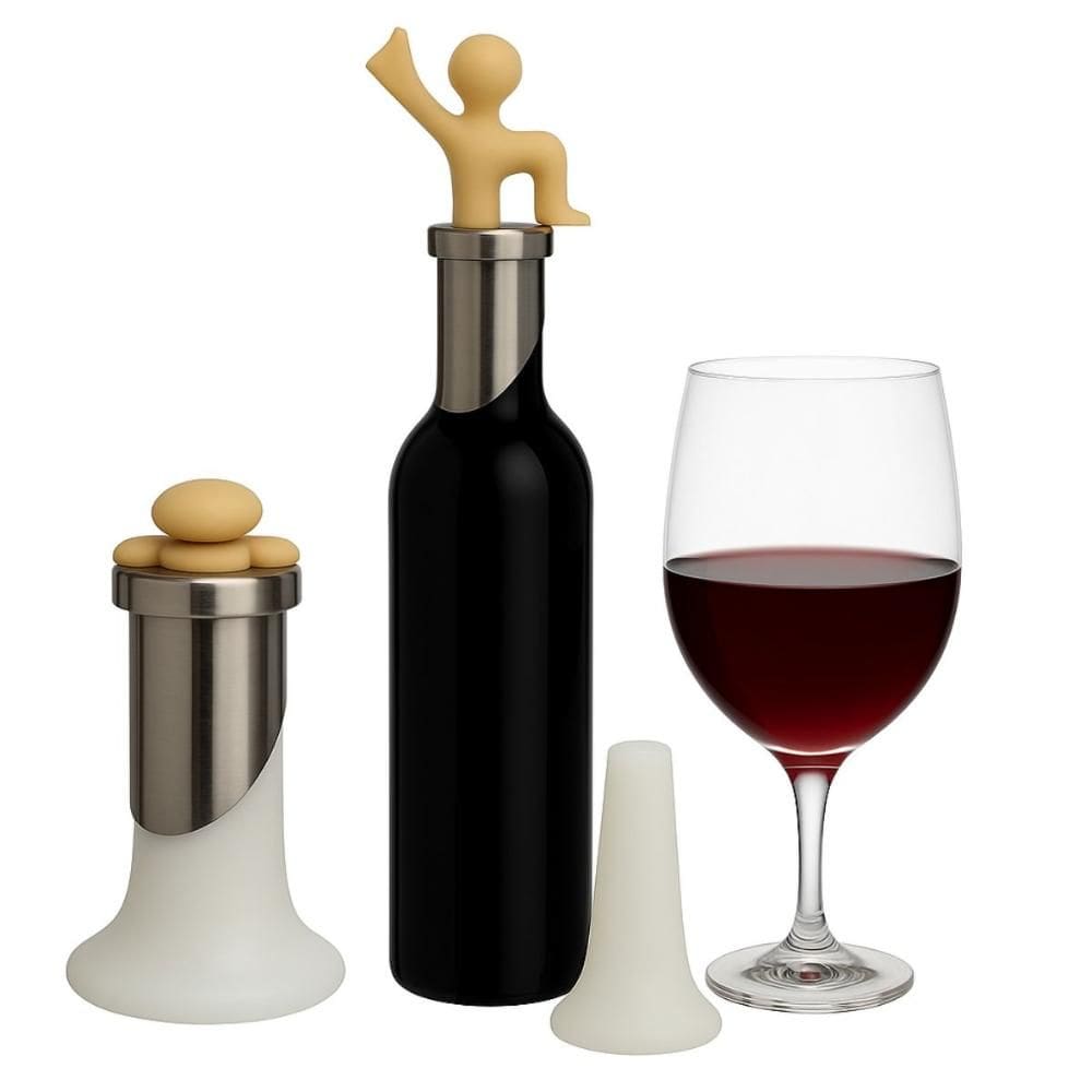 Conjunto de 2 Tampas Rolha Vinho Champagne Amarelo Bugatti