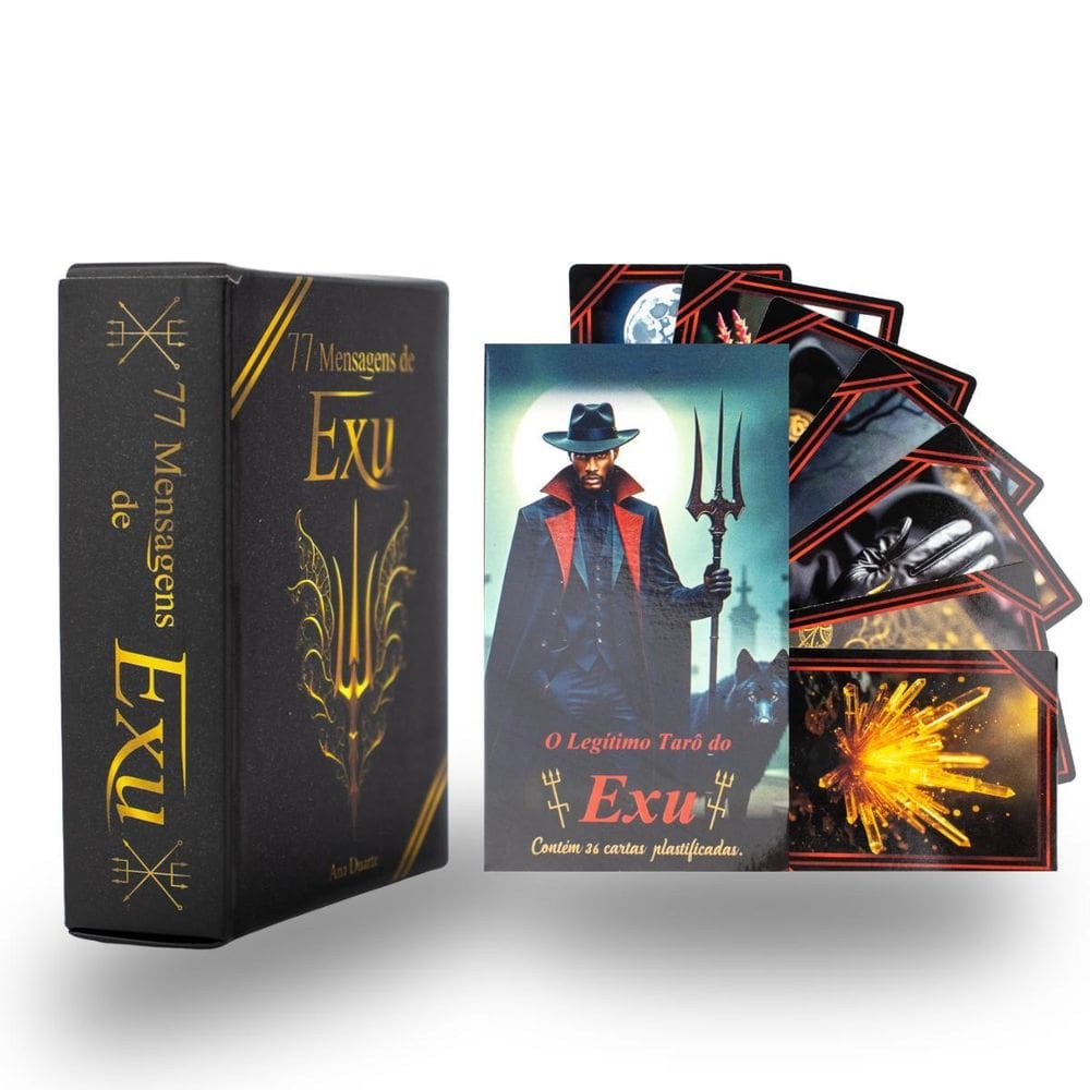 Kit Tarô Do Exu 36 Cartas - Box 77 Mensagens De Exu