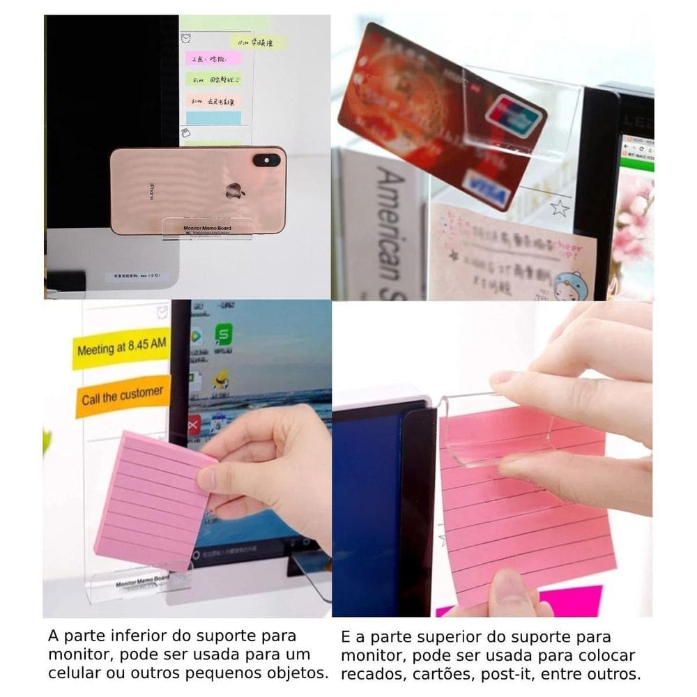 Kit 2 Suporte Agenda Mensagem Acrílico Monitor Tarefa Casa