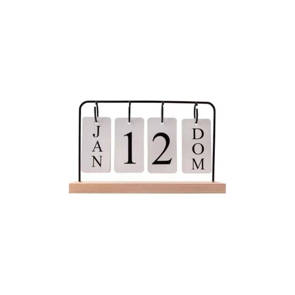 Calendário Mesa Decorativo Permanente Base Madeira Aramado