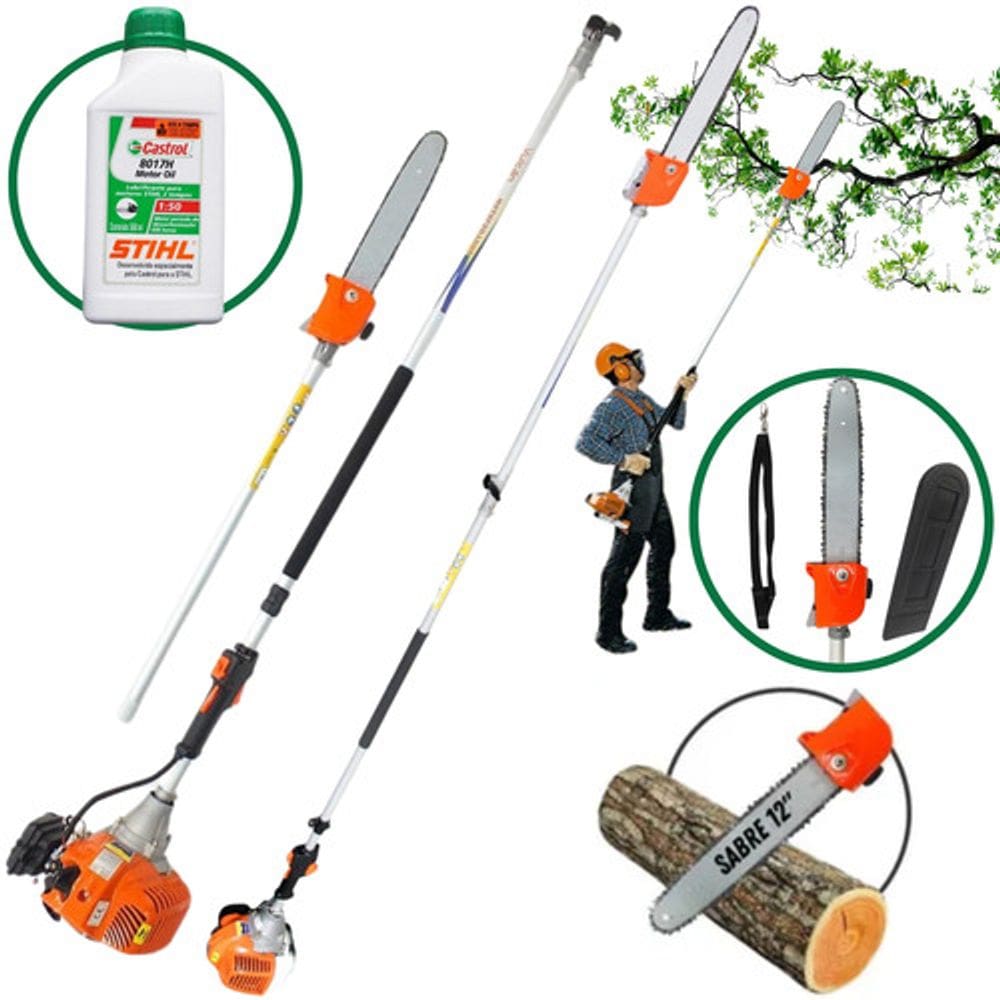 Motopoda Vulcan Trent Vp3300l A Gasolina Com Extensor 2,90mt + Oleo Stihl 2T. Atinge ate 4,90 Metros.