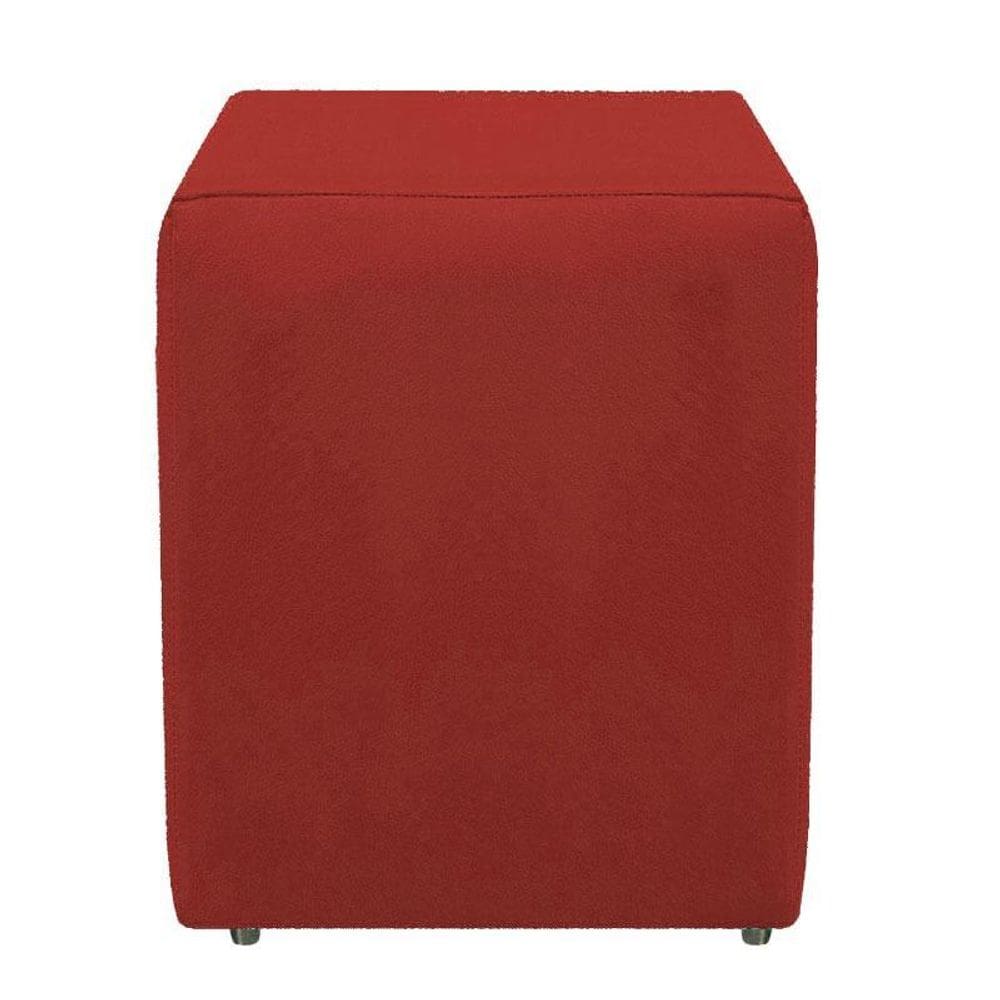 Puf Quadrado Suede Vermelho Decorativo Para Sala Recepção