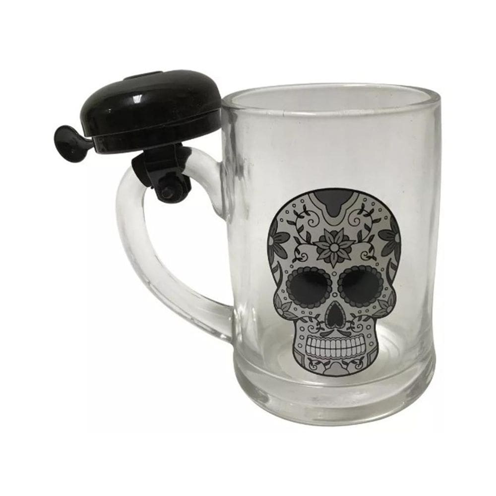 Caneca De Vidro 400Ml Campainha Milk Estampa Caveira Pirata