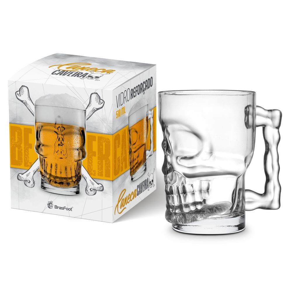Caneca Cerveja Copo Caveira Personalizado Transparente Chopp