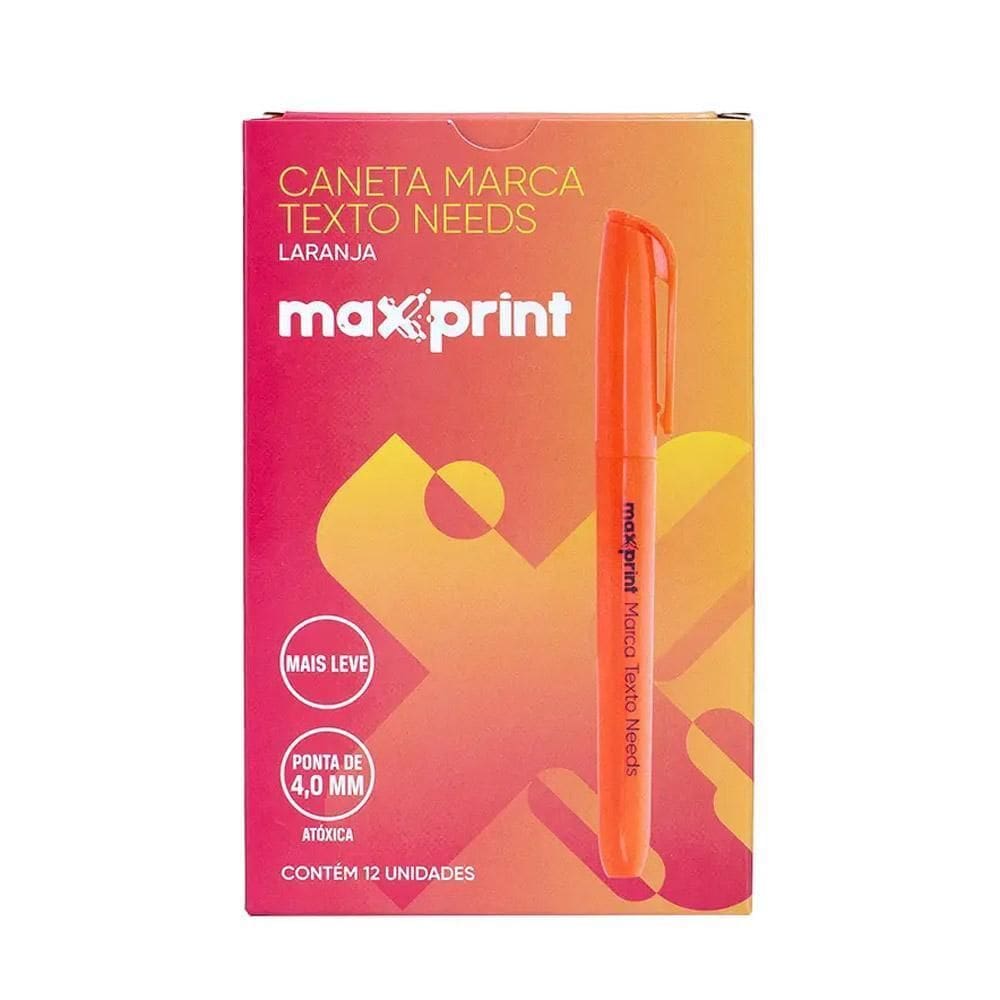 Kit 12 Canetas Marca Texto Needs Laranja 4,0Mm Maxprint