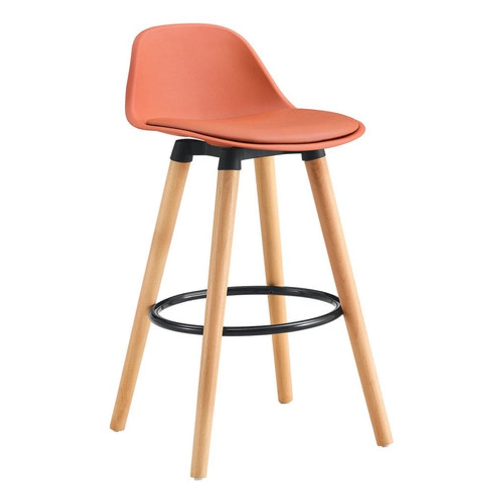 Cadeira De Bar Alta 97x38x39ck Madeira E Metal - Laranja