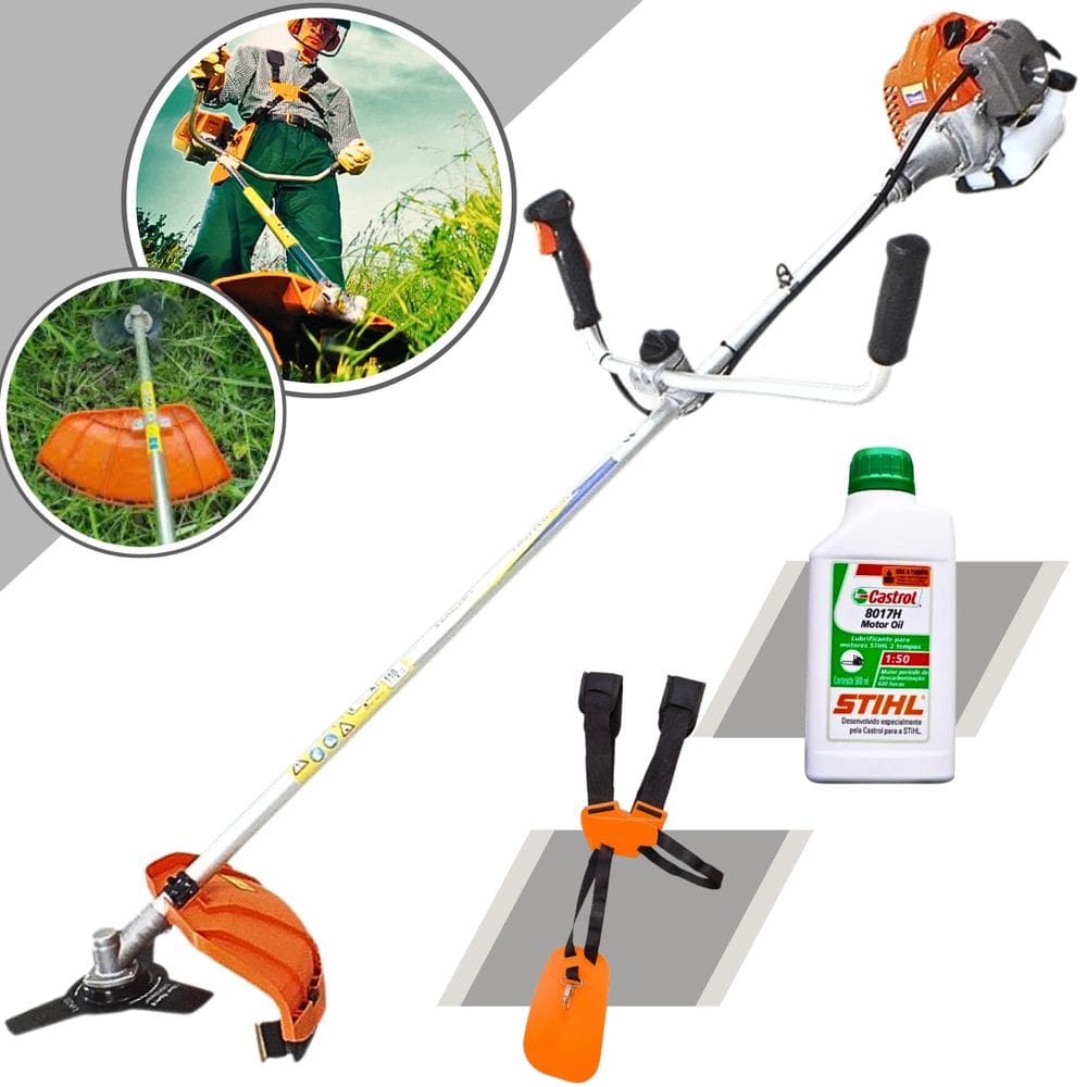 Roçadeira Lateral Vulcan Trent Vr430p Profissional a Gasolina 43cc 1,7hp + Oleo Lubrificante Stihl 2T