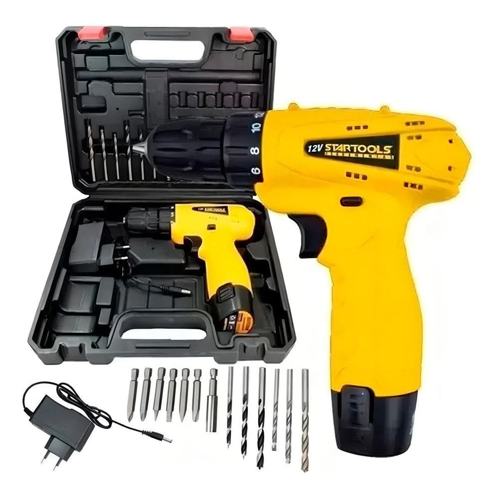 Kit Furadeira Parafusadeira 15 Peças 12V Maleta Bivolt
