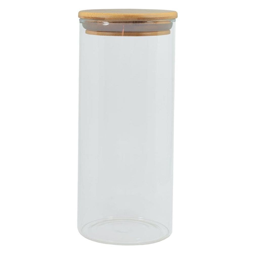 Pote Hermético De Vidro Flat 800Ml Com Tampa De Bambu