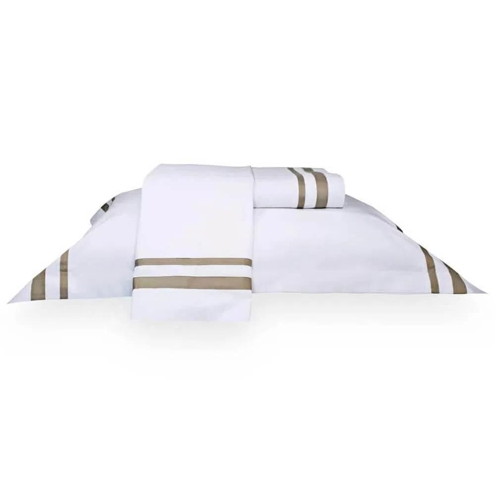 Jogo De Cama Solteiro Davos - Marken Fassi Branco / Bege