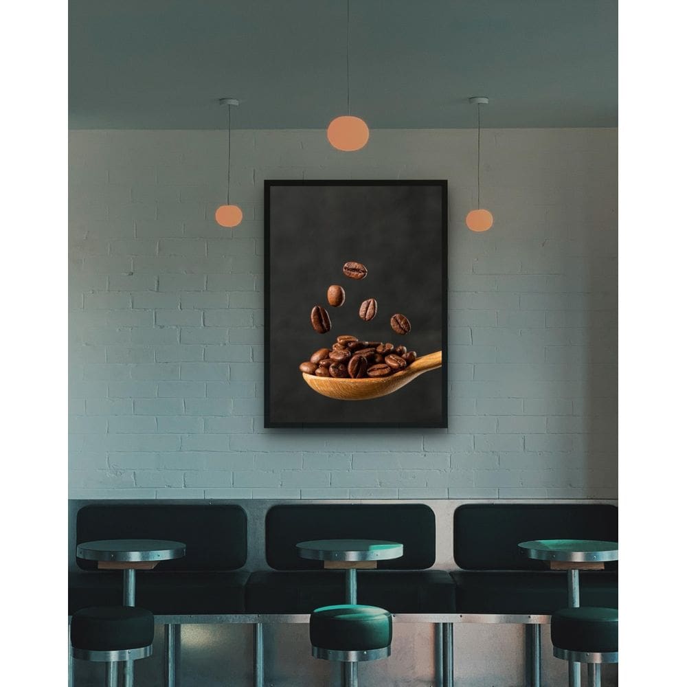Quadro Decorativo Colher Grãos De Café - 70X50Cm
