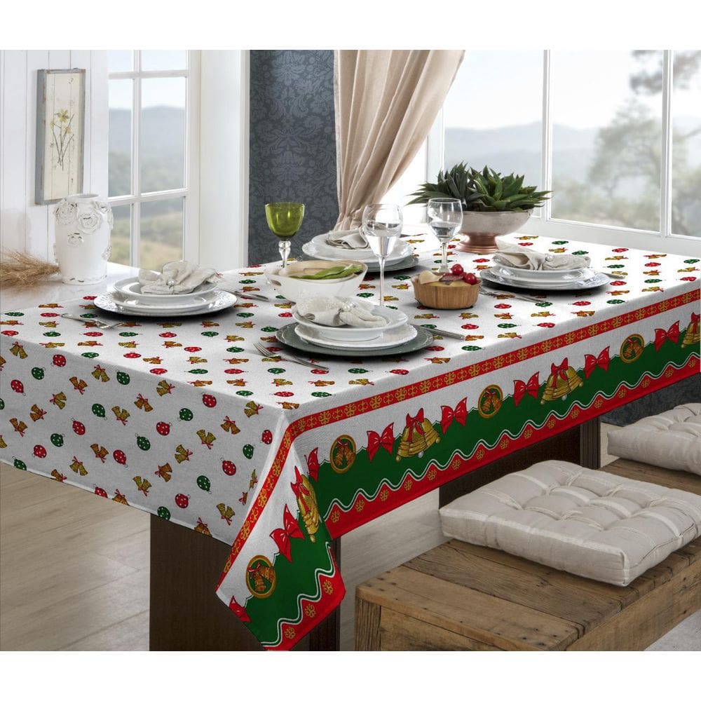 Toalha De Mesa Quadrada 4 Pessoas 1,5M 54% Algodão Natalina