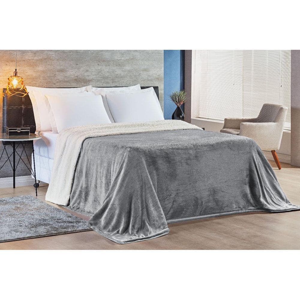 Cobertor Alaska Casal King Dupla Face Manta Flannel E Pele