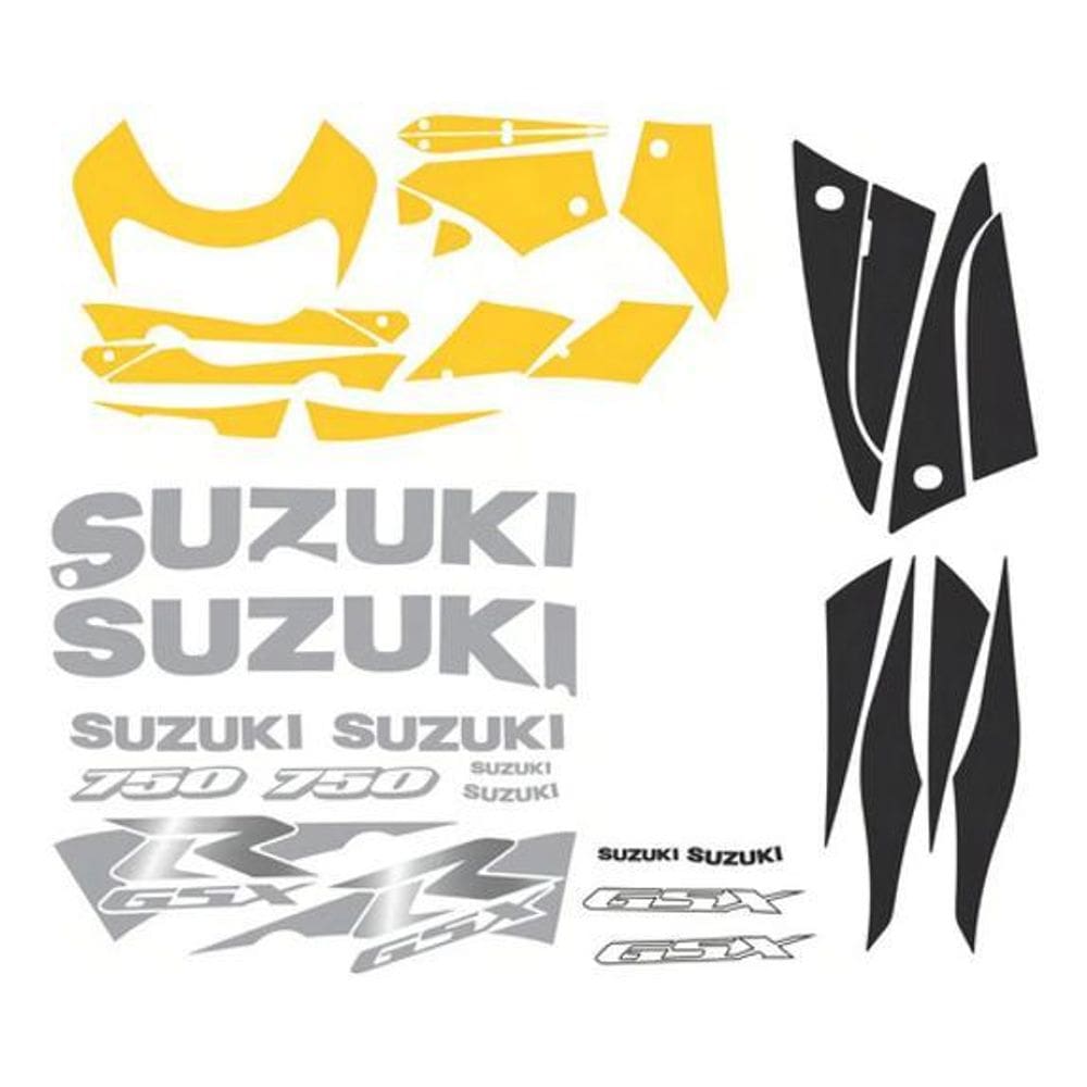 Kit Adesivos Decorativos Suzuki Gsxr 750 2001 Preta/Amarela