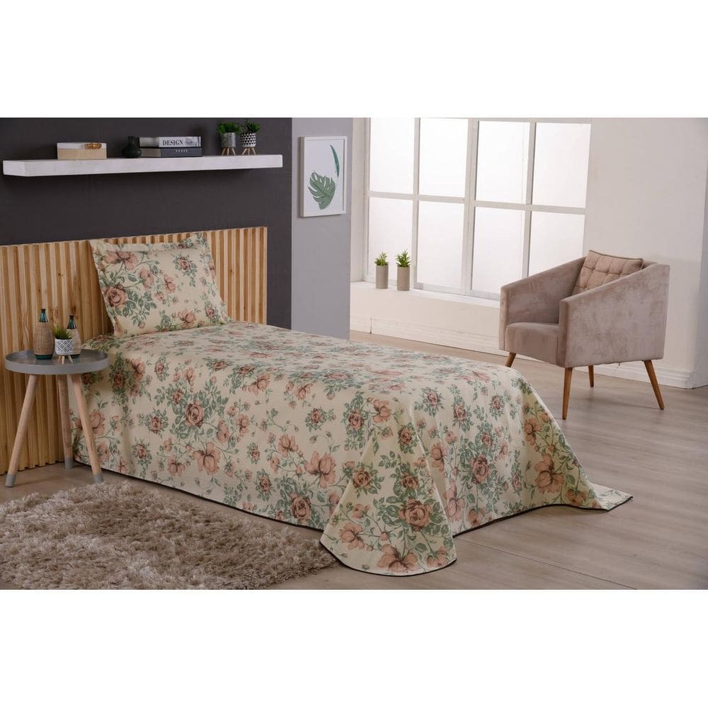 Cobre Leito Solteiro Menina 2 pç Estampado Viena Margarida