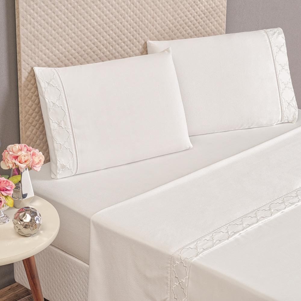 Jogo Cama Lençol Santoro Casal Padrão 4 Peças - Branco