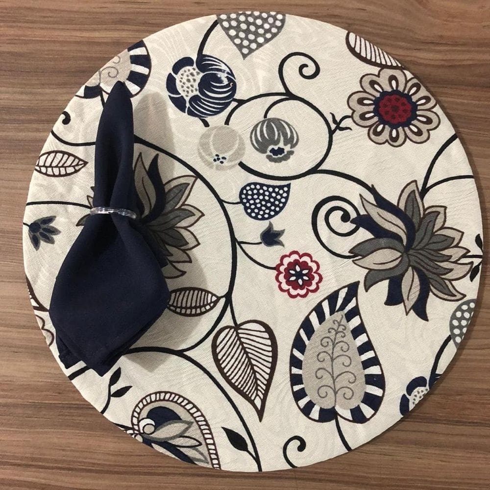 Jogo De Sousplat De Tecido 4 Lugares Completos Azul