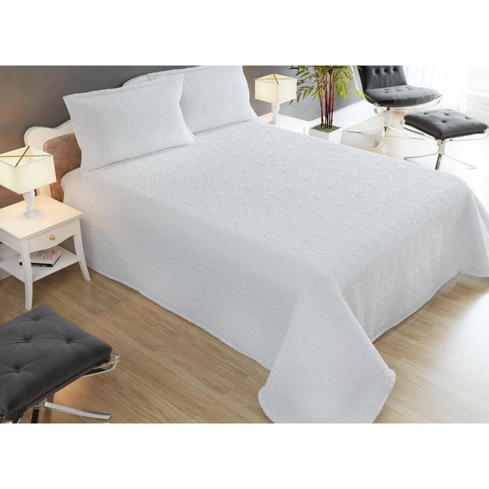 Cobre Leito Colcha Branca Kit Classic Passione Casal Queen