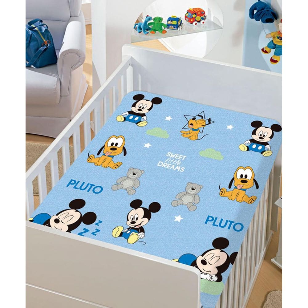 Manta Soft Disney Infantil Mickey Azul Jolitex 90X110Cm