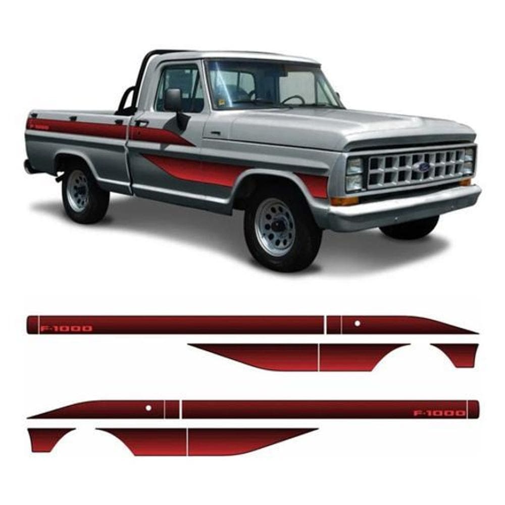 Kit Adesivo Ford F1000 Faixa Lateral 87 88 89 90 Vermelho