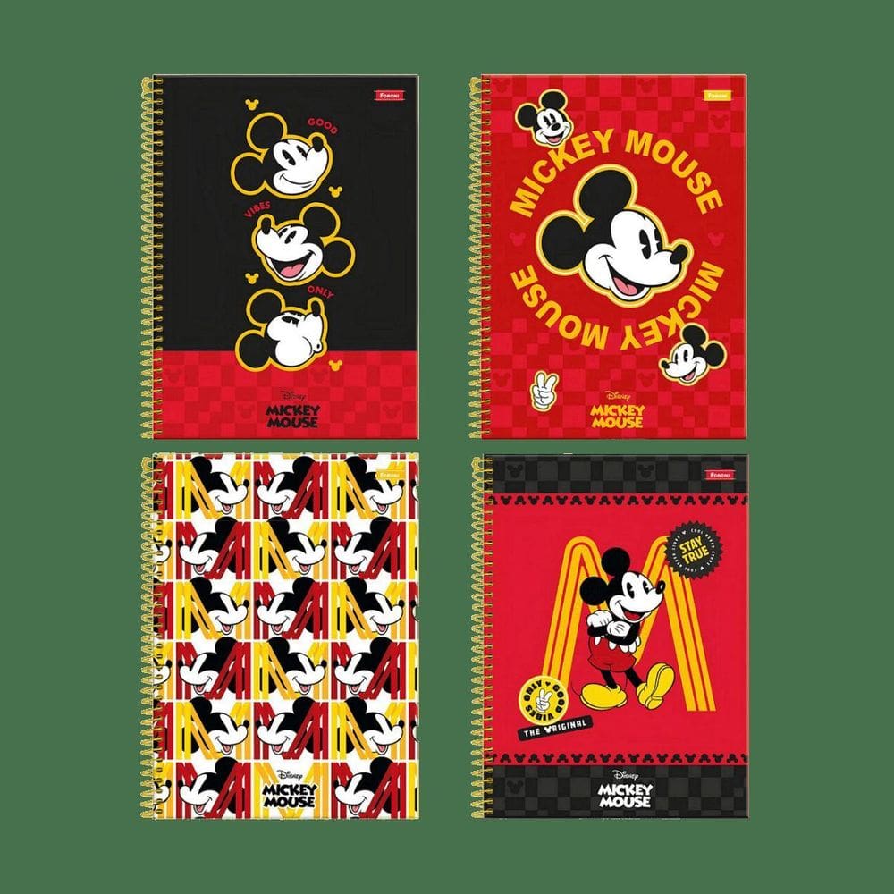 Caderno Cardeneta 96 Folhas Mickey Vintage Foroni Premium