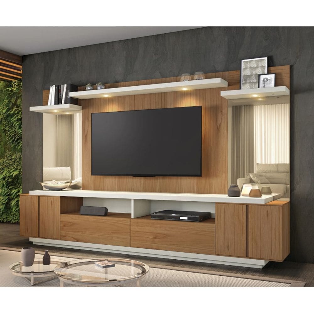 Rack para sala moderno com painel grande 2 metros Opala - Montanhês Móveis