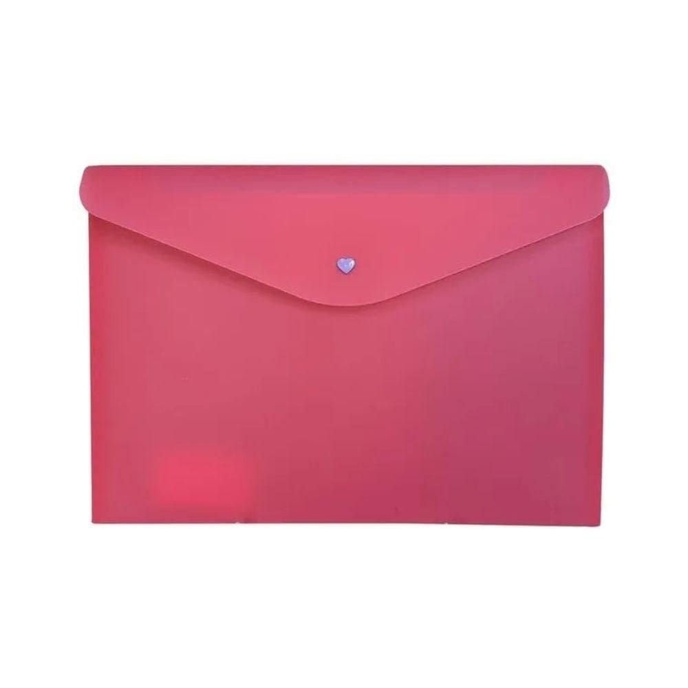 Envelope Plástico Com Botão A4 Rosa - Dello