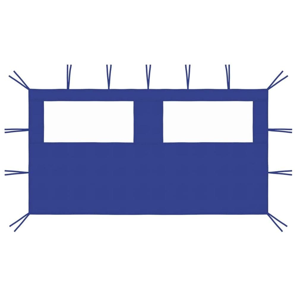 Gazebo Sidewall vidaXL Poliéster e PVC 4x2m azul com janelas