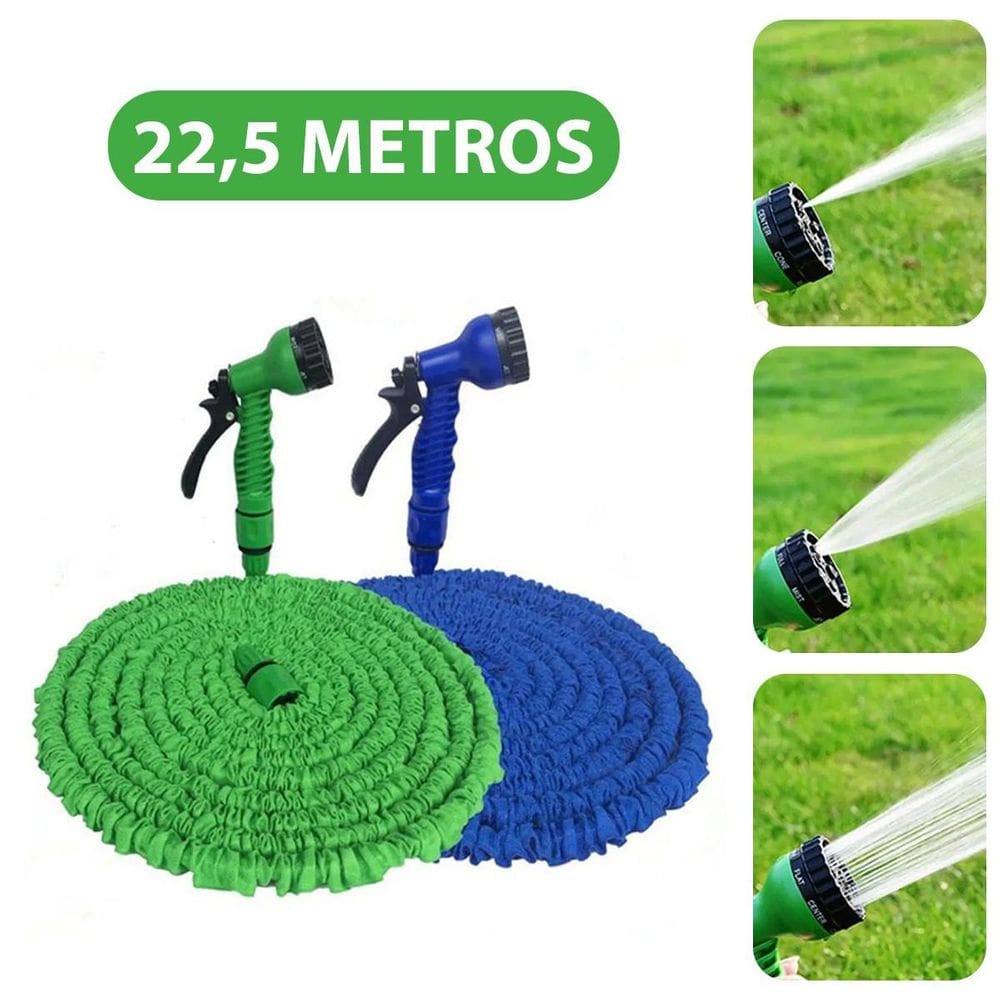 Mangueira Jardim Expansível 22,5 Metros Jatos Àgua,Cor:Azul