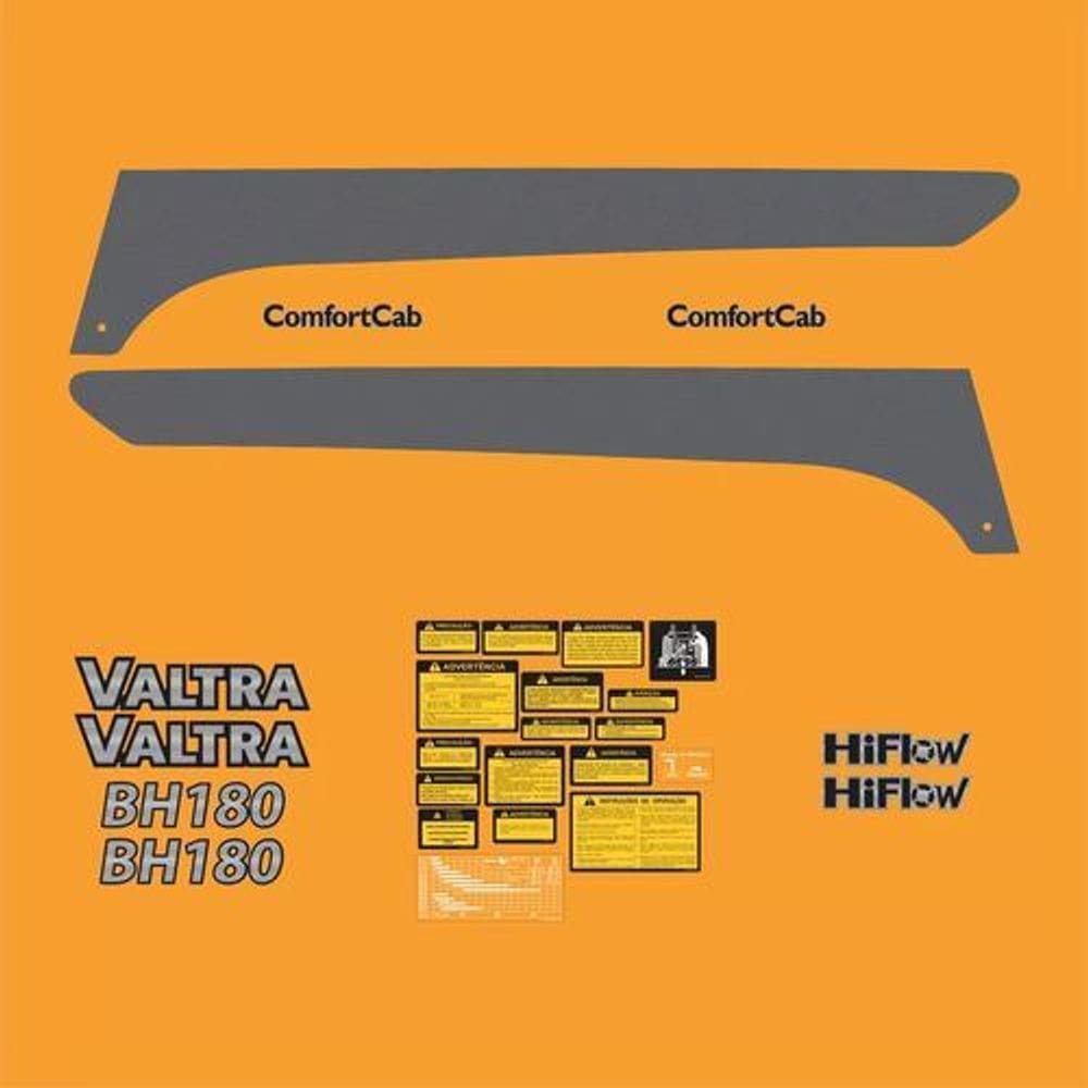 Kit Adesivo Faixa Trator Valtra Bh180 Resinado + Etiqueta Mk