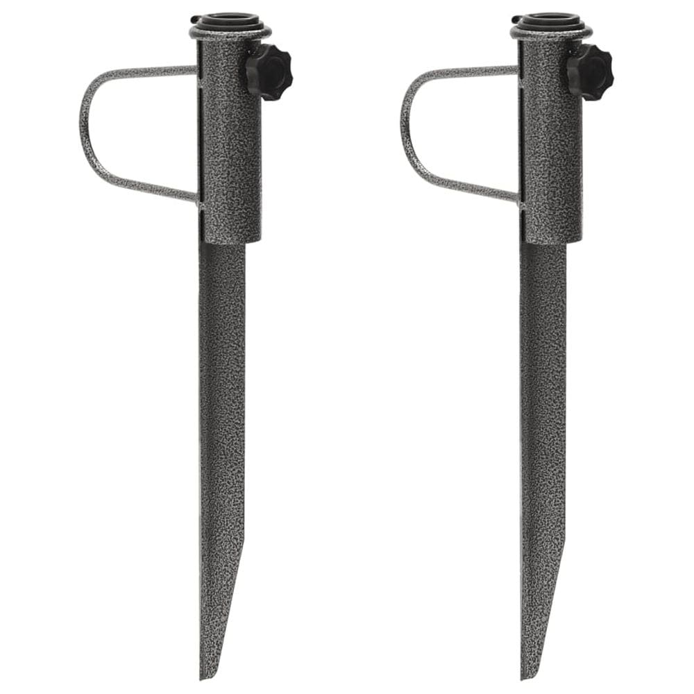 Suportes de guarda-sol VidaXL em aço galvanizado, pacote com 2 unidades, pretos, 7,5 x 16,5 cm