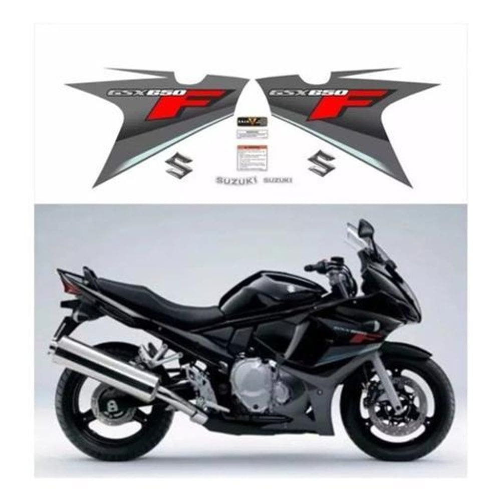 Kit Jogo Faixa Compatível Adesivo Suzuki Gsx 650F 2009 Preta